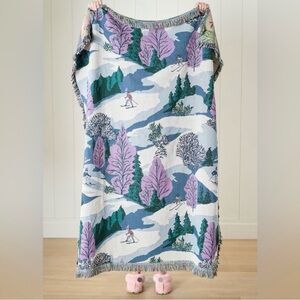 Anthropologie Winterscape Woven Cotton Throw Blanket